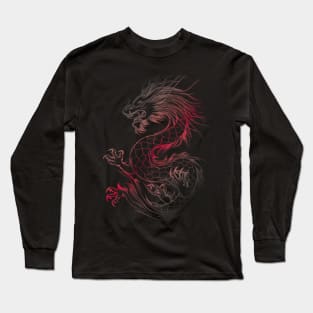 Red and black Chinese dragon Long Sleeve T-Shirt